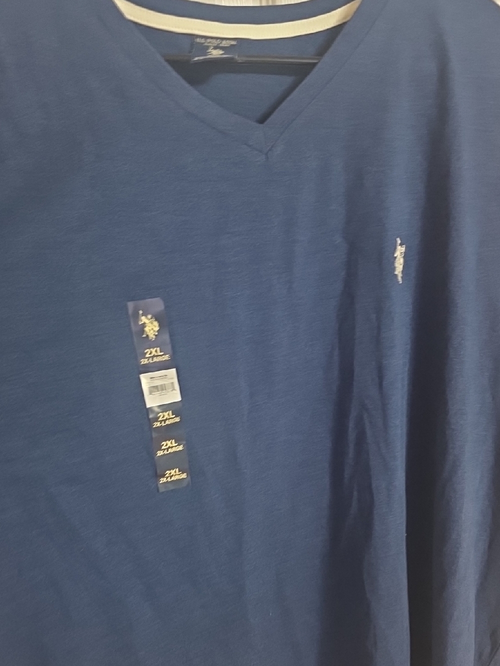 U.S. Polo Assn. Men's V-Neck Short Sleeve Tee - Navy with White Logo